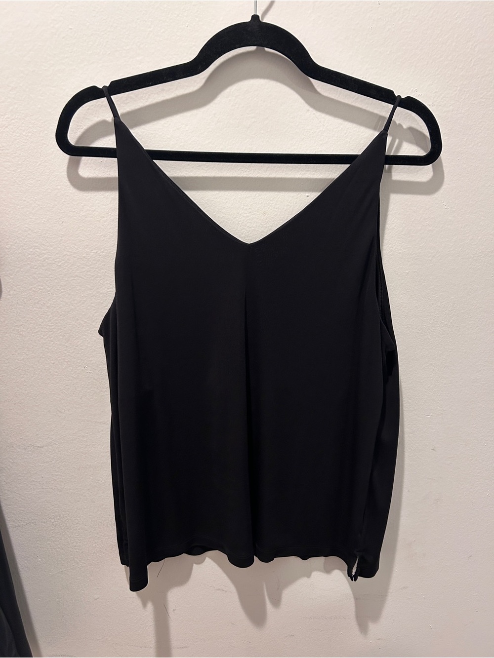Black V-Neck Spaghetti Strap Women's Tank Top - Picture 2 of 4